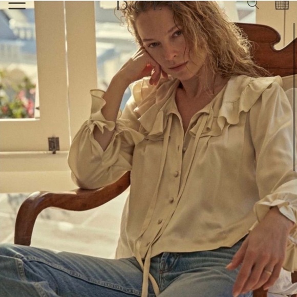 Rare Doen Solange top Blouse in Mother of Pearl Size M - Picture 2 of 10